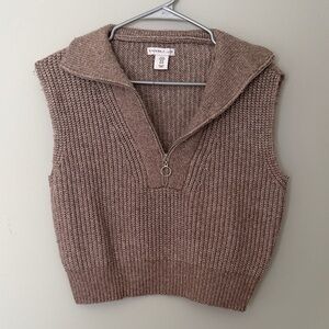 Sincerely Jules Brown Knit Zip-Up Vest